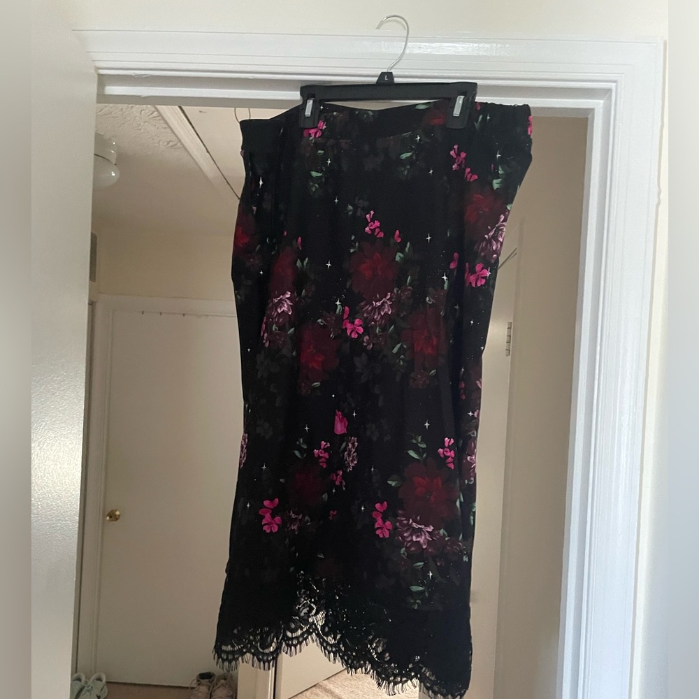 Torrid Black Dress with Pink Floral Design